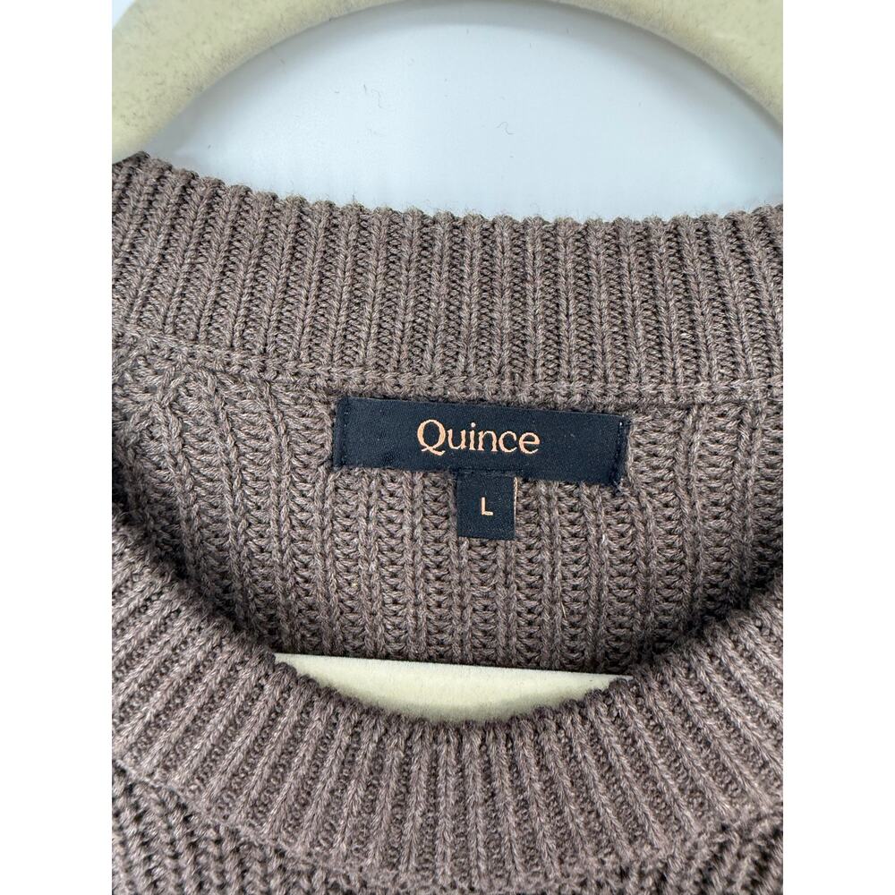 Quince Organic Cotton Ribbed Crewneck Sweater Heather Brown Men L Minimalist - Picture 4 of 9
